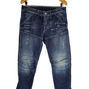 G Star Low Tapered Distress Slim Fit Jeans Denim Blue - Size 32 x 34